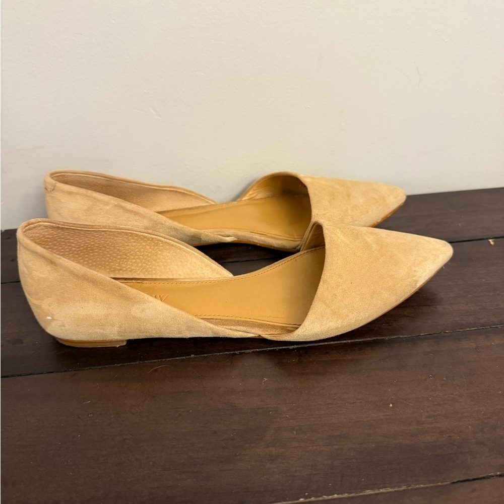 J.Crew Tan Suede Pointed Toe Flats Women’s Size 7 D’Orsay Leather F5310